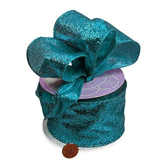 Turquoise Glitter Wired Ribbon - 2 1/2" Wide X 10 Yards (57787175)