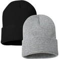 thumbnail image 1 of 2-Pack Winter Beanie Hat - Unisex Knitted Toque for Mend Women, 1 of 3