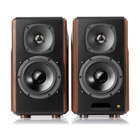 Edifier - S2000MKIII Powered Bluetooth Bookshelf, Computer - 130W Line-in Optical Input - Tri-Amped Studio Monitor 2.0 Speakers - Wood/Black