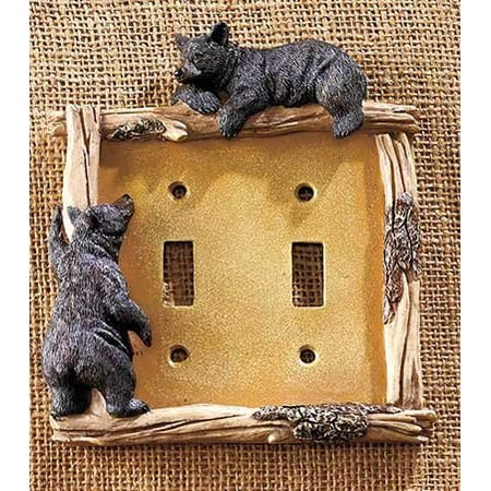 Decorative Rustic Hardware Bear Double Light Switch Plate Decorative Rustic Hardware Bear Double Light Switch Plate