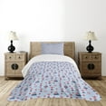 thumbnail image 4 of Ambesonne Lighthouse Quilted Bedspread Set 2 Pcs, Ocean and Waves, Twin Size, Pale Blue Red White, 4 of 5