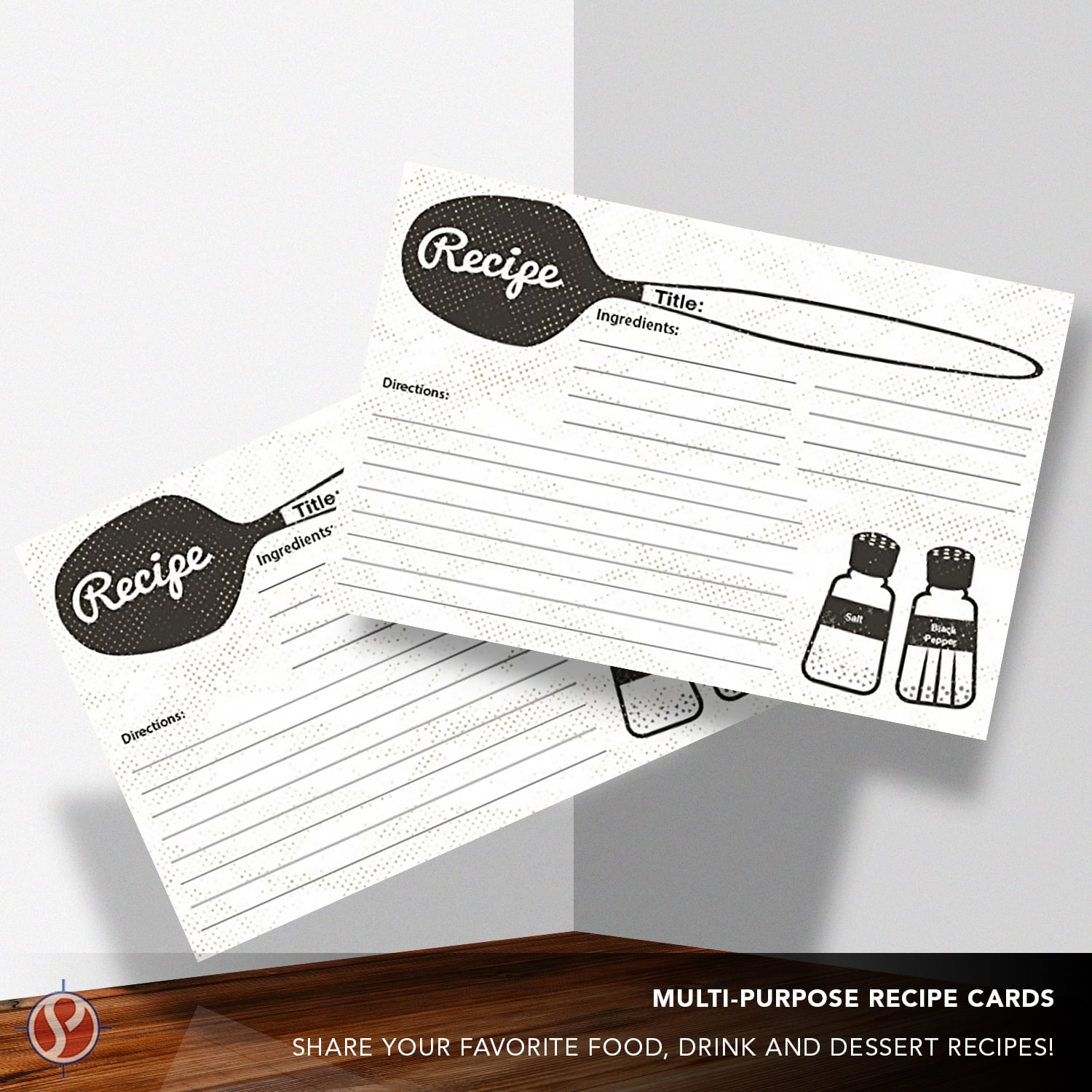 50 Blank Kitchen Recipe Cards – Double Sided Print Index Cards, Thick Sturdy 100lb Cardstock – Organize Your Cooking Weddings, Baby and Bridal Showers, Birthdays, Graduations, Mother's Day – 4" x 6"