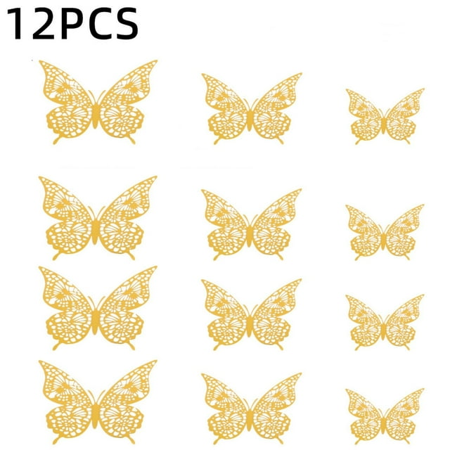 Pegatinas de mariposa hueca para decorar la pared, diseño de mariposa hueca, decoración festiva del hogar, fácil aplicación, vinilo, para sala de estar, decoración de fiesta navideña, arte
