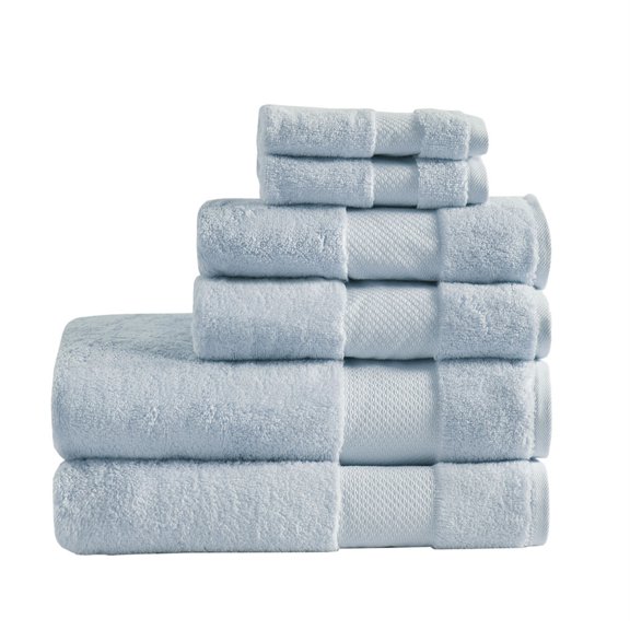 Madison Park Ergode Cotton Bath Towel Set - Luxurious, Plush, and Absorbent - 600gsm - Dobby Border - Oeko-Tex Certified - 6 Piece Set