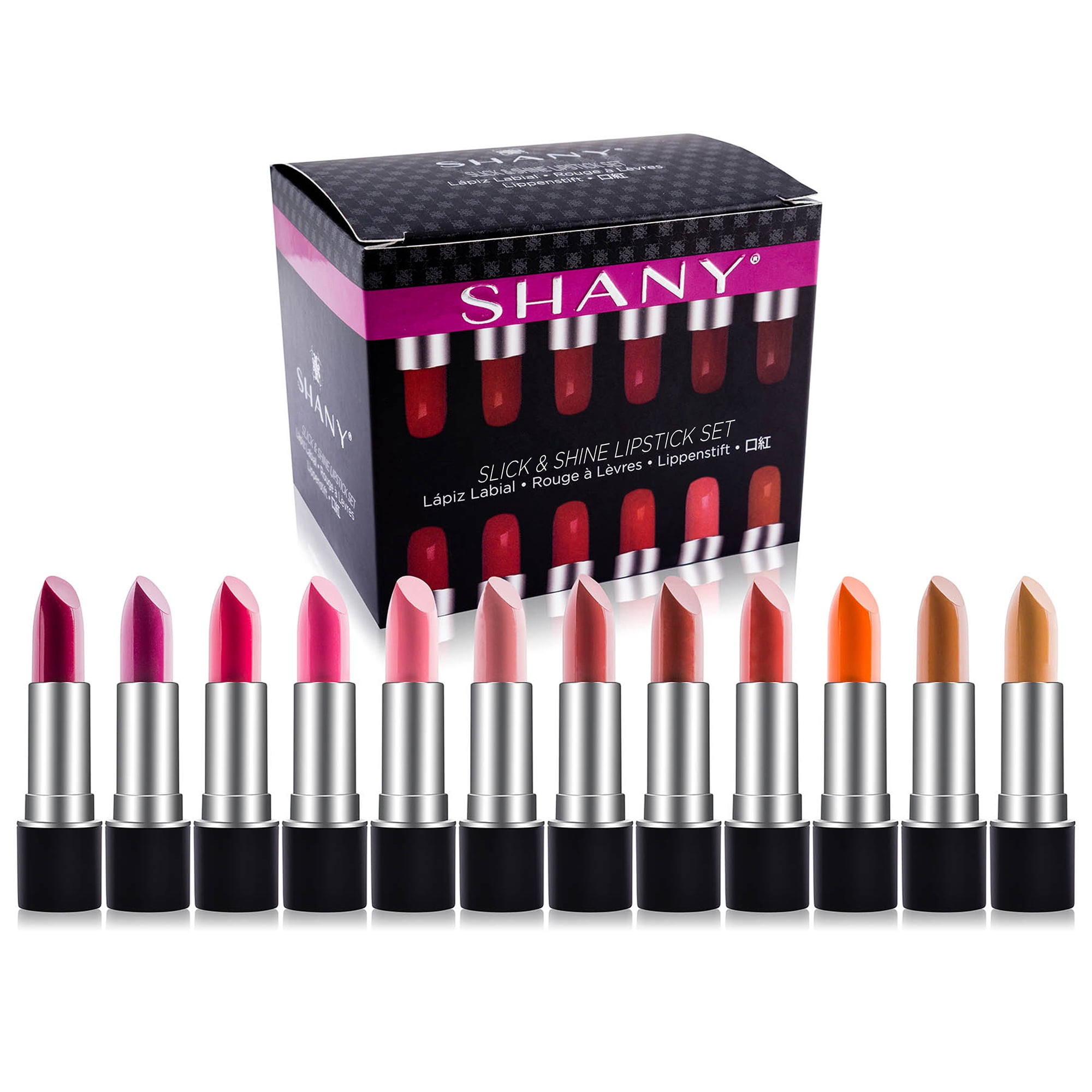 SHANY Cosmetics SHANY Slick and Shine Multicolored Lipstick Set 12 Matte Lip Colors Long Lasting Hydrating Lip shades with Vitamin E and Aloe Vera in for Smooth Creamy Lip contour and Everyday Makeup Use – Matte