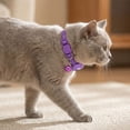 thumbnail image 4 of Cat AirTag Collar with Waterproof GPS Tracker Holder - 3/8" Width Safety Breakaway Collar for Cats & Puppies, Reflective Adjustable Pet Tracking Collar with Bell(Purple), 4 of 6