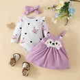 Girls Fall Outfits Long Sleeve Cartoon Print Romper Bodysuits