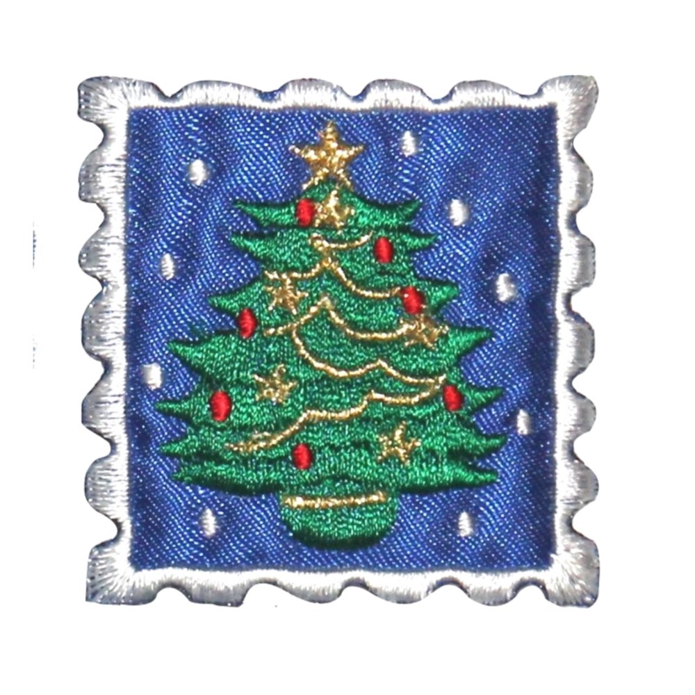 ID 8202B Christmas Tree Stamp Patch Holiday Collect Embroidered Iron On