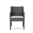 thumbnail image 2 of GDF Studio Antioch Outdoor Wicker Dining Chairs with Water Resistant Cushions, Set of 2, Grey and Silver, 2 of 6