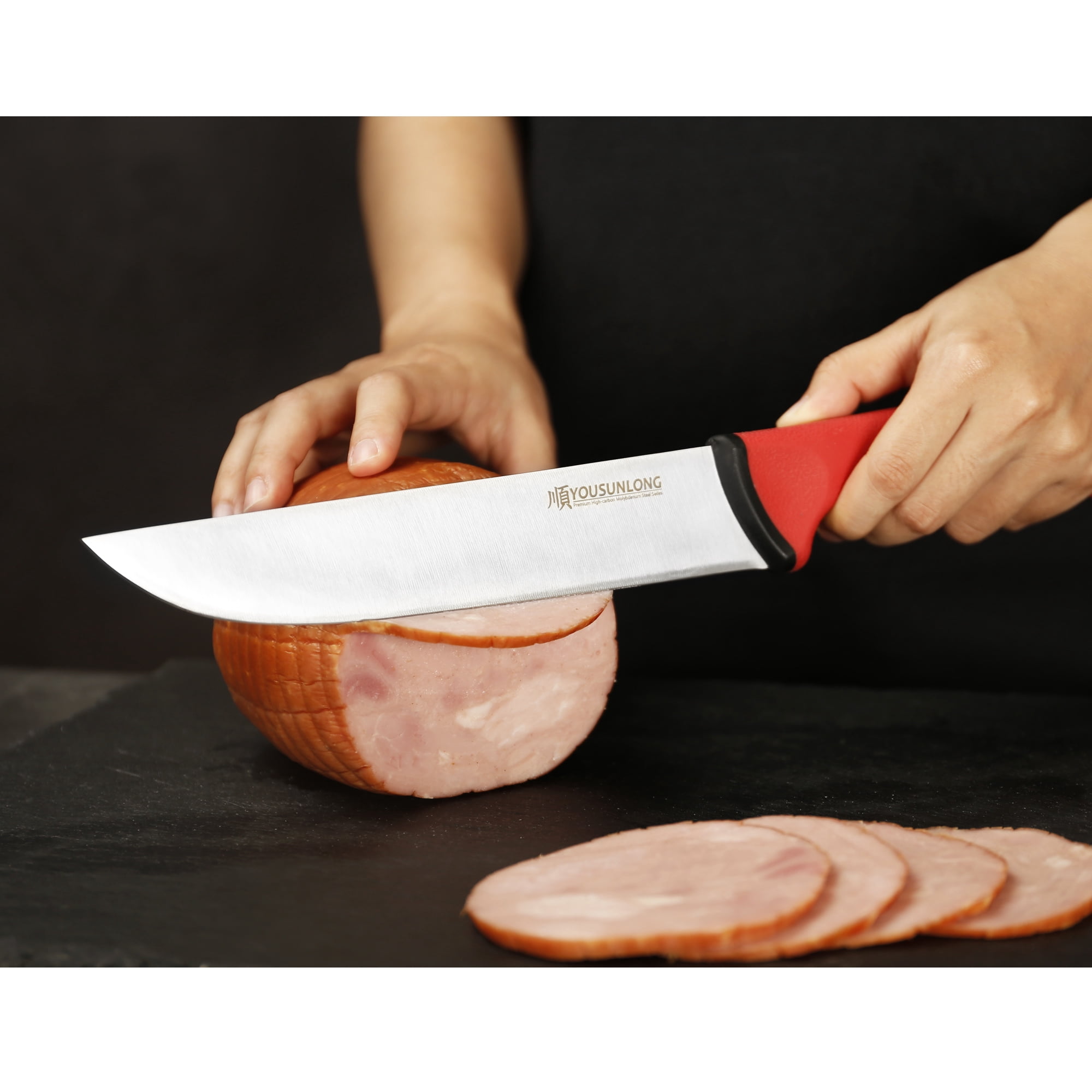 YOUSUNLONG 8-inch Flexible Butcher Knife - High-Carbon Molybdenum Steel Meat Processing Knife with Non-Slip Santoprene Handle