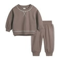 thumbnail image 2 of Darzheoy Boys And Girls Outfits Casual 2 Piece Versatile Tops And Pants Thin Loose Fall Winter Solid Color Pullover Elastic Waist Long Sleeve Sets ,Size 1-7 Years, 2 of 7