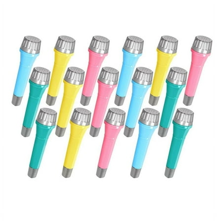 16 Pack Plastic Toy Microphones, Colorful Fake Microphone for Goody Bag Fillers and Birthday Party Favors