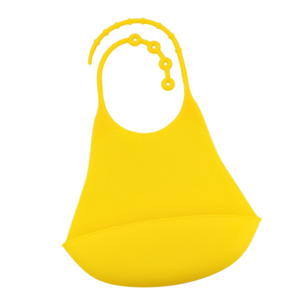 Adult Bib - Waterproof, Crumb er, Clothing Protector, Extra Long, Silicone/ Yellow