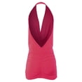 thumbnail image 3 of A2Y Women's Deep Sexy V-Neck Halter Backless Party Club Mini Dress Fuchsia L, 3 of 3