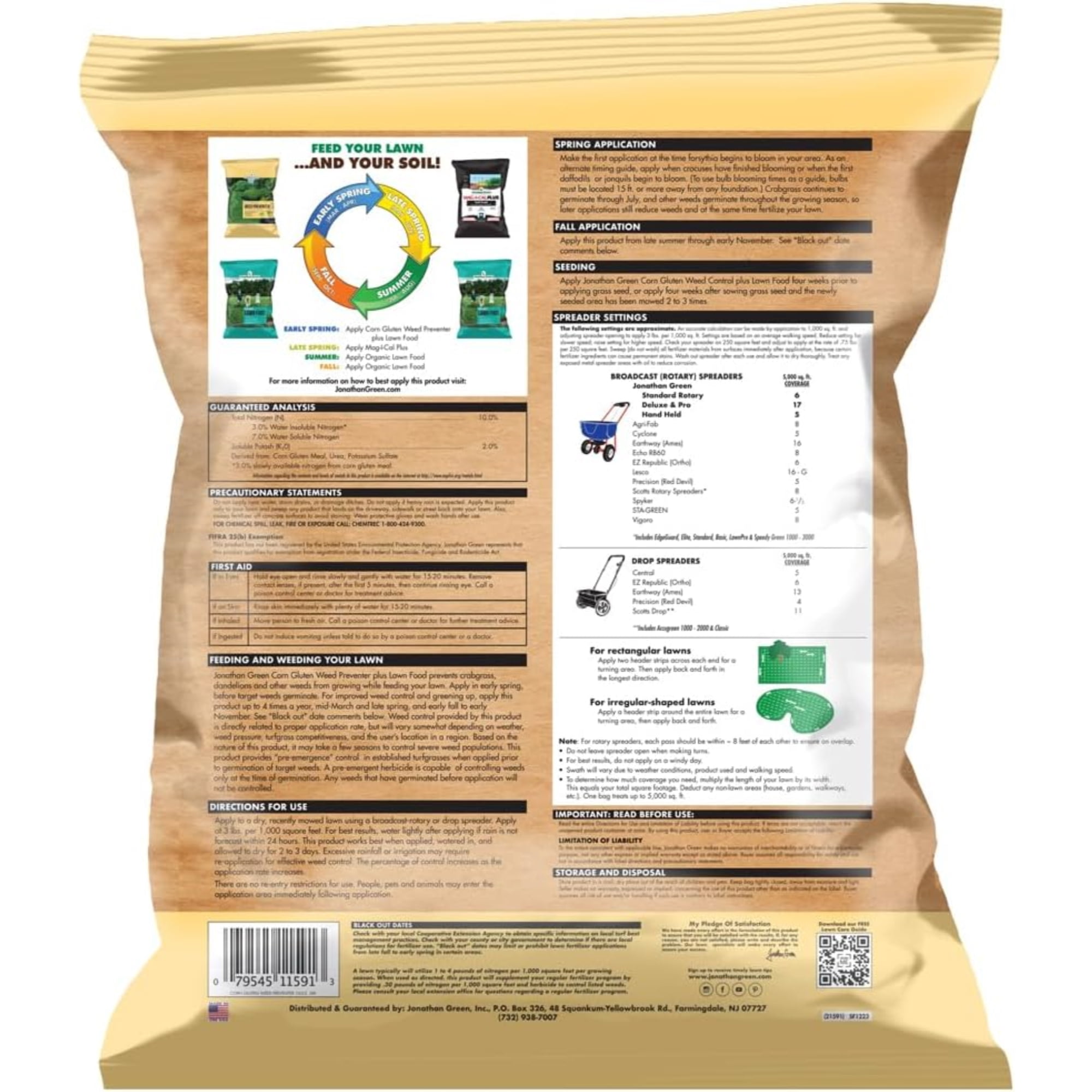 Jonathan Green Organic Lawn Fertilizer Granules - Natural, 10-0-2 NPK - 5M Size — Outdoor & Indoor Plant Use, Easy Application