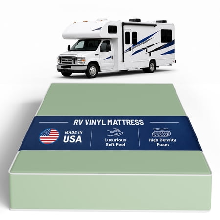 Continental Sleep, 10-Inch High Density Foam RV Mattress Replacement with Vinyl Cover, Medium Firm, Travel Camper Trailer Truck and Bunk, Pressure-Relief Support, 80" x 30"