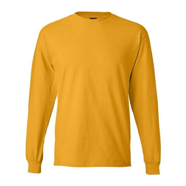 Hanes Beefy-T Men`s Long-Sleeve T-Shirt, 3XL, Gold