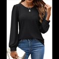 thumbnail image 2 of Blusas de Larga con Ojales para Mujer, -Otoño 2025, Cuello Redondo, Blusas Informales Holgadas, Conjuntos de Moda. Negro L, 2 of 10