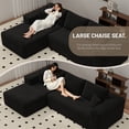 thumbnail image 4 of Aukfa 106" Cloud Sectional Sofa Boneless Couch Modular Sofa Bed for Living Room, 2Pillows, Left Chiase, Corduroy, Black, 4 of 9