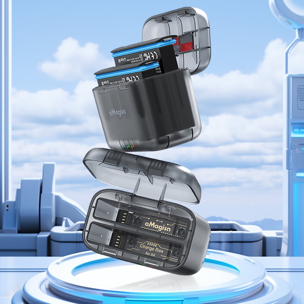 Chargeur De Batterie Pour Insta360 X4, 2 Canaux, Chargeur Rapide Et Portable, Hub Storage Station Avec Fentes Pour Cartes SD Misro Et Câble USB De Type C Et Couvercle Magnétique (piles Non