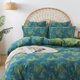 thumbnail image 2 of Flower Leaves Pattern Boho Green Blue Bedding Set King Size 3Pcs Duvet Cover, 2 of 9