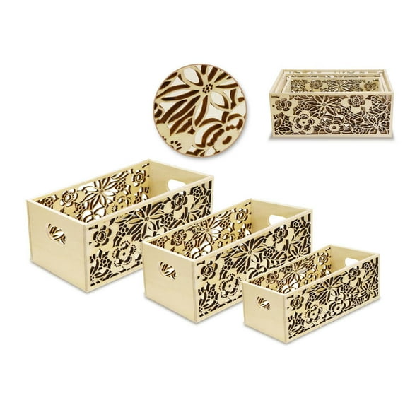 Wood Box Caddy x3