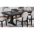 thumbnail image 4 of Miekor Furniture 1pc Rectangle Table w Leaf Trestle Base Classic Look Charcoal Color Wooden Dining Room Table Only MK8556, 4 of 5