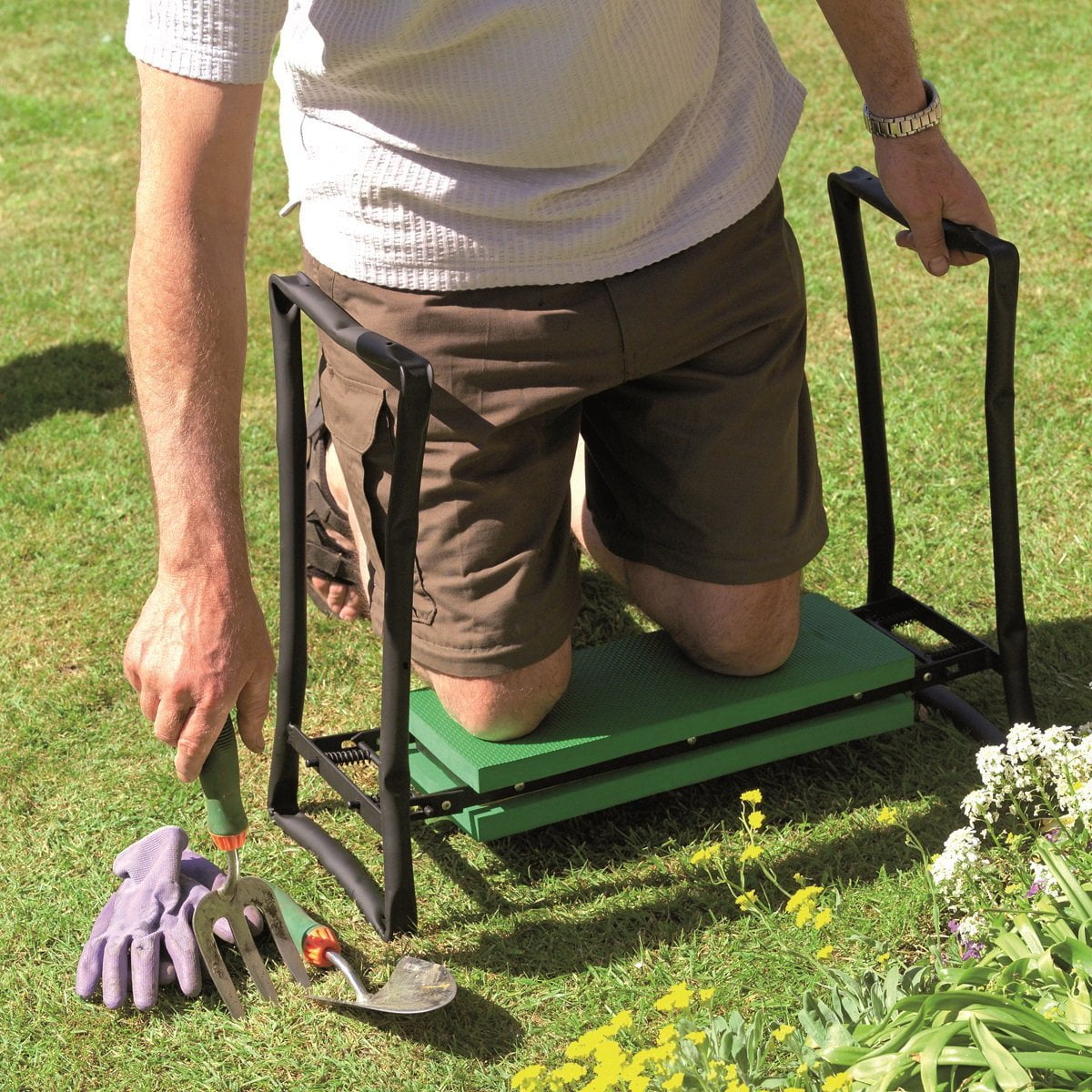 Portable 3in1 Garden Kneeler Foam Knee Pad Seat Gardening Tool Box Storage Stool 