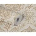 thumbnail image 2 of Concord Wallcoverings Modern Textured Wallpaper Baroque, Classical, Vinyl Accent Wall, Cream, Gold, Metallic, 21 in x 33 Ft (57 sq. ft), 391125, 2 of 5