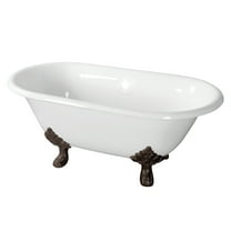 Aqua Eden VCTND603119NC5 60-Inch Cast Iron Oval Double Ended Clawfoot Tub (No Faucet Drillings) in White/Oil Rubbed Bronze