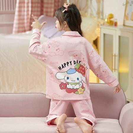 

Hello Kitty Sanrio Cinnamoroll Kuromi Autumn Winter Pajamas Sets Cotton Long Sleeves Homesuits Casual V-neck Lapel Sleepwear