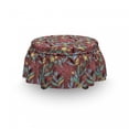 thumbnail image 3 of Floral Ottoman Cover, Colorful Plants Foliage, 2 Piece Slipcover Set with Ruffle Skirt for Square Round Cube Footstool Decorative Home Accent, Standard Size, Multicolor, by Ambesonne, 3 of 5