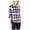 Navy, variant on MAISON JULES Womens Navy Plaid  Relaxed Fit 3/4 Sleeve Collared Button Up Top  Size: S