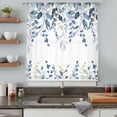 thumbnail image 4 of Navy Blue Eucalyptus Sheer Curtains 72 Inches Long, Watercolor Spring Weeping Botanical Light Filering Curtains, Breathable Simi Curtain Privacy Drapes for Living Room Bedroom Window Treatment, 4 of 9