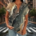 thumbnail image 4 of GNFQXSS Women Abstract Floral Print Crew Neck Short Sleeve Tee Casual Lightweight Breathable Pullover Top For Weekend Khaki XXL, 4 of 6