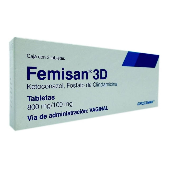 Femisan 3D tabletas vaginales 800 mg/100 mg 3 pzas