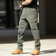 thumbnail image 2 of Men's Military Pants Water-Resistant Elastic Waist Cargo Pants with Pockets Big and Tall Pants Ripstop Lightweight Outdoor Hiking Cargo Pants Trousers,Green M, 2 of 7