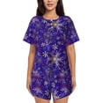 thumbnail image 1 of Balery blue purple Snowflake Conjunto de Pijama para Mujer con Estampado, Dos Piezas de Manga Corta y Shorts, Ropa de Dormir Suave con Cuello Redondo y Bolsillos-XX-Large, 1 of 6