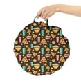 thumbnail image 2 of Food Round Floor Cushion with Handle, Cartoonish Fast Food Pattern with Drinks Pizza Cookies and Popcorn, Decorative Pillow for Living Room & Dorms, 18" Round, Dark Brown Multicolor, by Ambesonne, 2 of 4