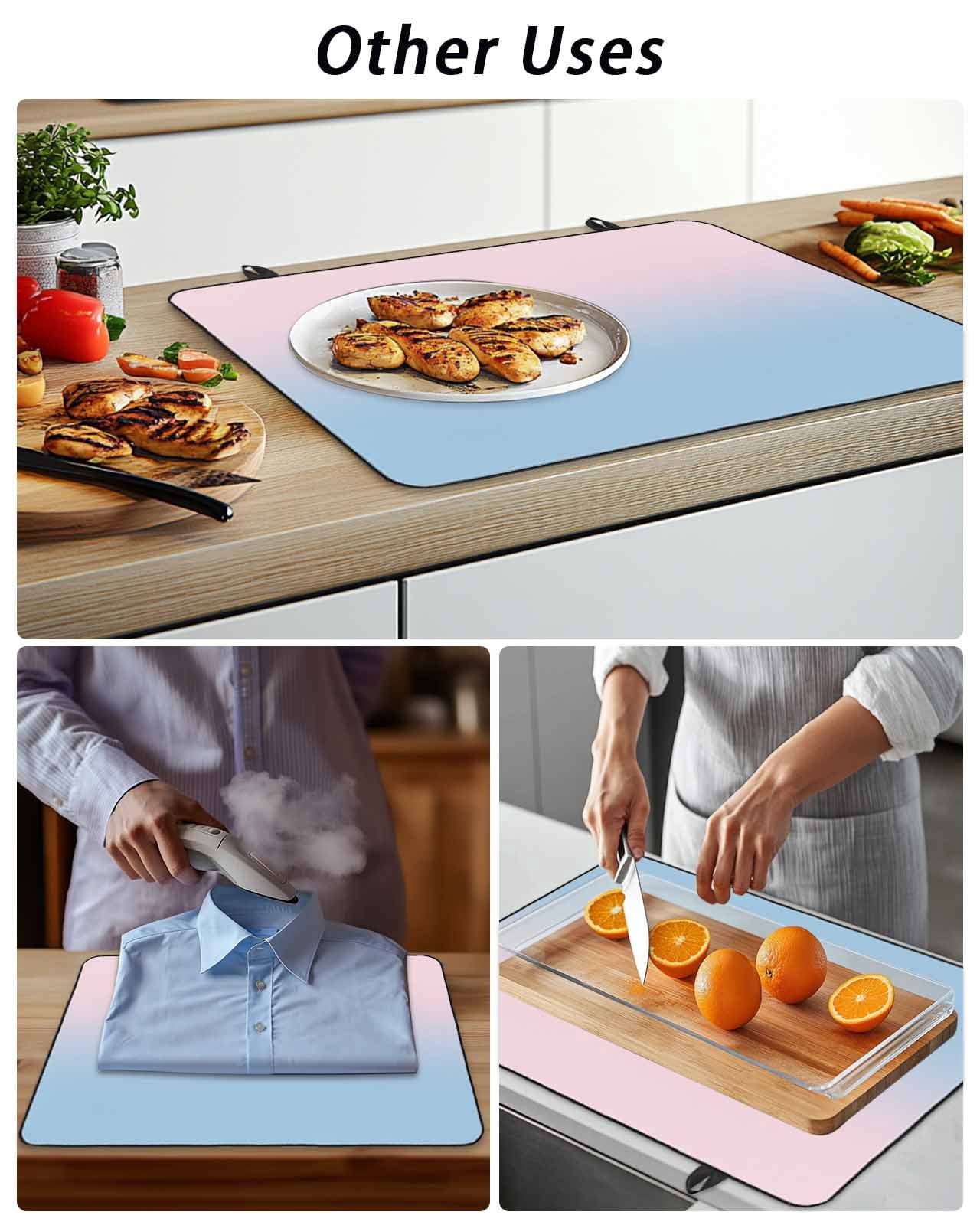 Stove Top Covers for Electric Stove, Pink Blue Ombre Glass Stovetop Cover Protector, Pink Gradient Color Modern Abstract Art Induction Cooktop Protector Oven Mat for Kitchen Countertop 24"x21"