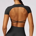 thumbnail image 4 of Top deportivo para mujer, Top corto de Yoga con espalda descubierta, camiseta de manga corta para entrenamiento físico, Tops, ropa de entrenamiento para gimnasio, ropa deportiva para correr, 4 of 5