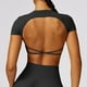 thumbnail image 4 of Top deportivo para mujer, Top corto de Yoga con espalda descubierta, camiseta de manga corta para entrenamiento físico, Tops, ropa de entrenamiento para gimnasio, ropa deportiva para correr, 4 of 5