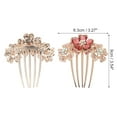 thumbnail image 2 of 1 Pc Women Three Flowers Hair Insert Comb for Straight Thick Wavy Curly Hair Red Alloy Rhinestone, 2 of 3
