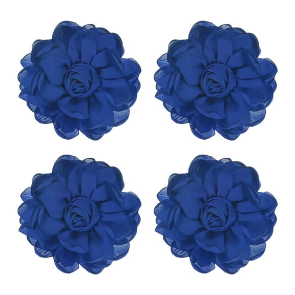 Uxcell 4 Pack Rose Flower Brooches and Pins for Women, Lapel Pins Dainty Satin Fabric Big Camellia Hair Flowers Clips Blue