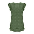thumbnail image 6 of RYRJJ Summer Dresses for Women Cute Ruffle Cap Sleeve V-Neck Flowy Swing Mini Dress Casual Swiss Dot Short Dress(Green,XXL), 6 of 8
