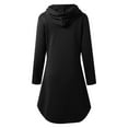 thumbnail image 5 of XIAONU Womens Hoodies Solid Color Kangaroo Pocket Long Hoodie Dress Baggy Long Sleeve Drawstring Oversized Pullover Hoodie Sweatshirts, 5 of 6