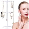 thumbnail image 3 of Yazoeia 2 Tier Jewelry Display Holder,Retail Spinner Display Stand, Rotating Bracelet Storage Rack, Jewelry Display Stand for Sign Card Bracelet Necklace Keychain, Pink (White) CJB12-12162, 3 of 8