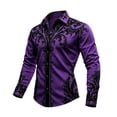 thumbnail image 2 of FASHOFT Western Shirts for Men Cowboy Halloween Shirts Long Sleeve Country Shirt Slim Fit Button Down Shirt Casual Work Purple S, 2 of 3