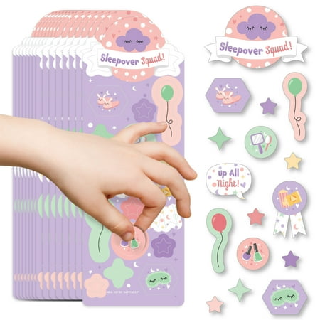 

Big Dot of Happiness Pajama Slumber Party - Girls Sleepover Birthday Party Favor Kids Stickers - 16 Sheets - 256 Stickers