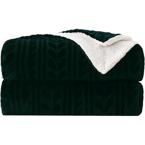 Exclusivo Mezcla 50x70 Sherpa Fleece Throw, Forest Green